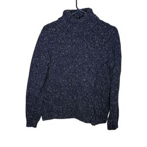 Anne Klein large turtleneck confetti popcorn knit blue sweater